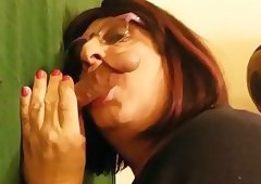 Gloryhole blowjob with cumshot and swallow