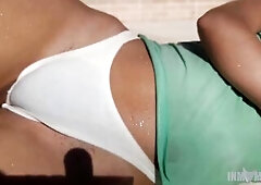 I went to my neighbour's pool just using my pants and I masturbated. That Guy watched us recording with his hard penis. - Inmymound