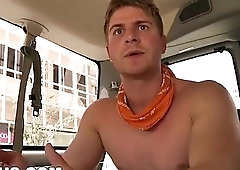 Straight guy goes gay for pay in the back of a van