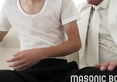 Hung suited DILF barebacks cute innocent smooth twink