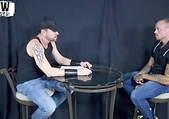 Hardcore hunk Sean Duran throat fucked while blindfolded by muscular stud