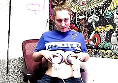 Mamma Miilking her giant melons whilst working :]