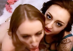 A blonde and a brown-haired teen legal love gonzo oral hump
