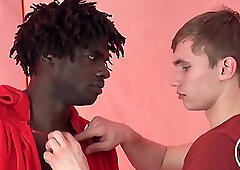 Black stud weraing ceremonial outfit anal fucks twink