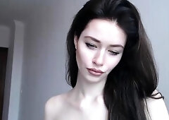 Cute curly brunette solo webcam masturbation