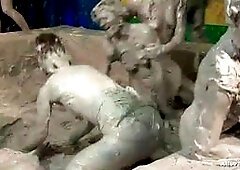 This Allwam mud wrestling event starts out as most others, with a duo of Eurobabes, in this case beauties Maia and Regina, hop into the pit in their s