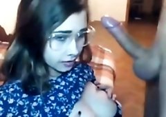 This shameless coed looks prettier with my dick in her mouth