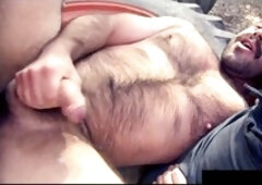 Bearded-men, muscle-bear, threesome