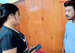Hot Indian desi girls ladies tailor was measuring the boy seeing shop empty they had sex..