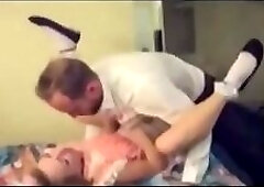 Cute in ankle strap flats and frilly socks