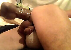 side view big uncut dildo self fuck