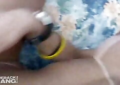 Outdoor bareback and great cumshot on a couch