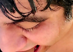 Crossdresser sucks deep