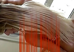 Huge tits tranny masturbates her asshole