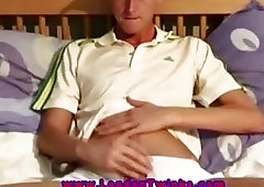 Sportive euro teen amateur massages his cock