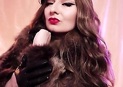 ASMR Headmistress: yiff coat fetish, clowly erotic movements and leather gloves close ups