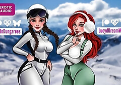 Best friends tease and play with each other during sensual massage session