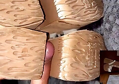 Spunk on friend's demon shoes by Fantasyshoefucker101