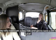 Female Fake Taxi - Posh Blond With Biggest Titties Learns Tribbing & Mutual Masturbation In Cab