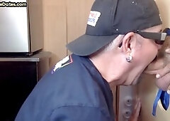 First time gloryhole experience for mature gay daddy sucking anonymous cock