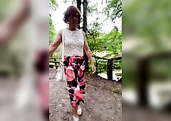 Carina walking in the visitors' forest