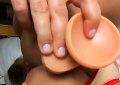 Blonde Teen with Big Tits Masturbates with Dildo to Orgasm o