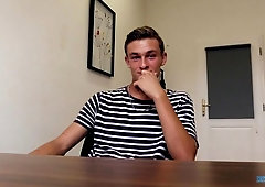 Pretty boy amateur cums during POV anal