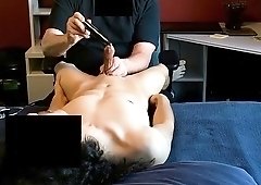 Using a vibrating sex toy to make a sweet twink cum