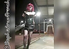 Sissy slut at the train station