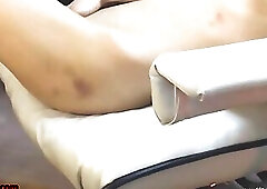 Asian hot babe with sexy legs masturbates