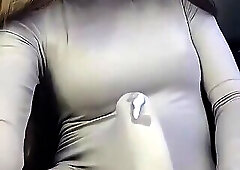 Big dick cums through dress