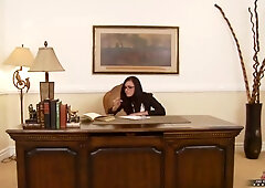 Eva Angelina gets booty drilled in her office.