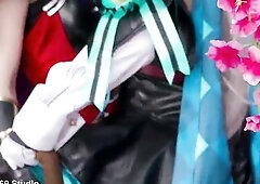 Anal anime cosplay Genshin hot lesbian fuck with huge strapons