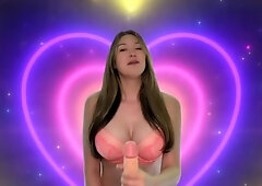 Brunette with big boobs masturbates