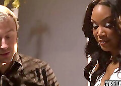 Asian therapist has interracial threesome with her ebony client