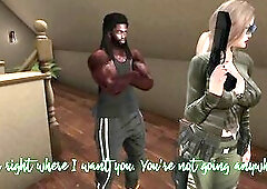 Second Life Ebony chap screws white woman bounty hunter