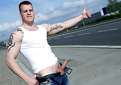 Hitchhiker Paul Fresh fucks a twink-y stranger, Nathan