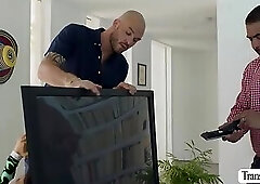 Letting our technician fix our wire and my ass too