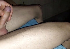 Teenage exhibitionist fellow faps off his firm prick til he sperms out at steam guest room