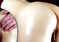 Oiled Bubble Booty Receives 3 Large Dongs and Creampies - Cum Oozing Cunt