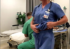 Milf nurse gets fired for showing pussy