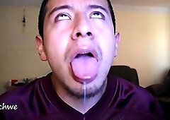 Tongue and mouth fetish with a lot of saliva