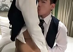 Suited up asian