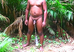 Bi-curious Black Man rod Dangling by Desi Village Fellow Naked in Jungle