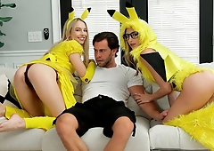 Passionate teens Kyler Quinn and Lily Larimar VS big dick