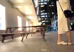 While masturbating with a vibrator, passers-by pass by!