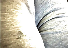 Smallish Latina Trans in Grey Sweats - Prone