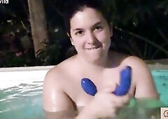 Midnight Hotel Hawt Tub Solo: Risky Public Sex-toy Bang & Exhibitionist Climax