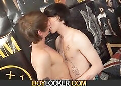 Huge uncut boy cock receives sloppy blowjob and cum explosion