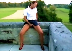 German Amateur Masturbates Outdoors to Orgasm